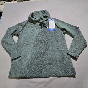 new Kirkland Signature Pullover sweater Women Large‎ Green Cowl Neck Textured